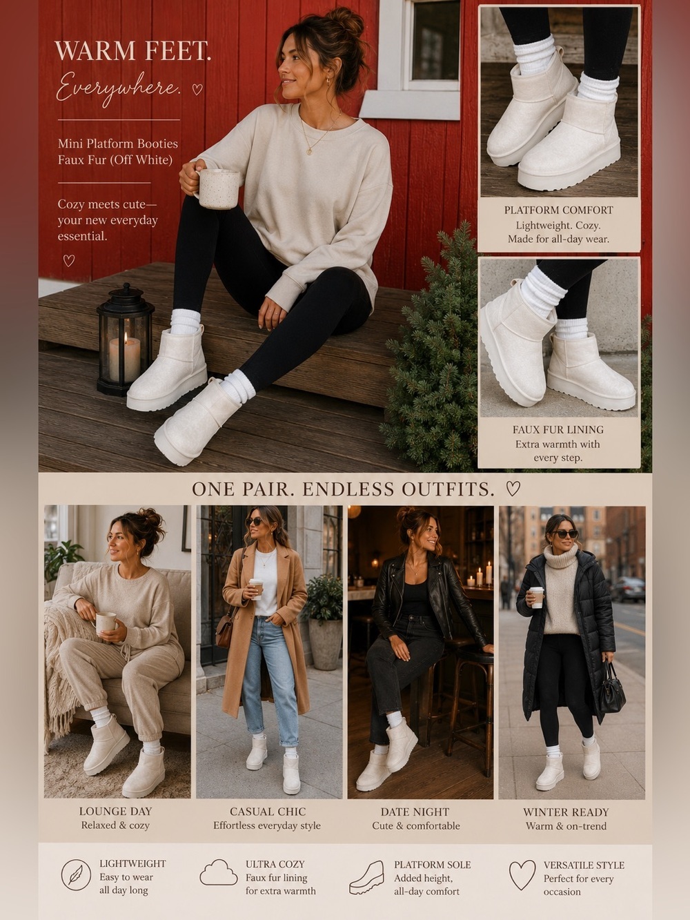MINI PLATFORM BOOTIES FAUX
FUR (OFF WHITE)